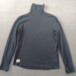 Tracksmith Fells Turtleneck Merino Wool Blend Shirt Mens L Black Waffle Knit